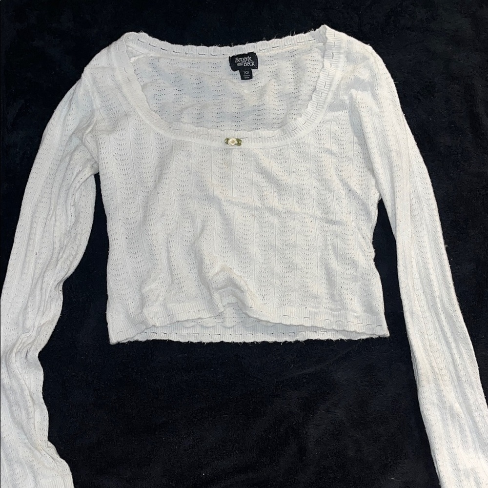 Cream Long Sleeve Knit Top